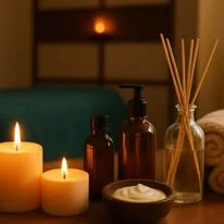 Velas, aceites y aromaterapia para masaje