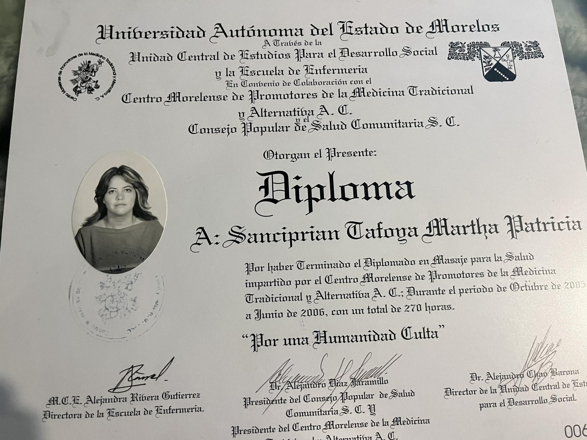 Diploma de masajes para la salud UAEM